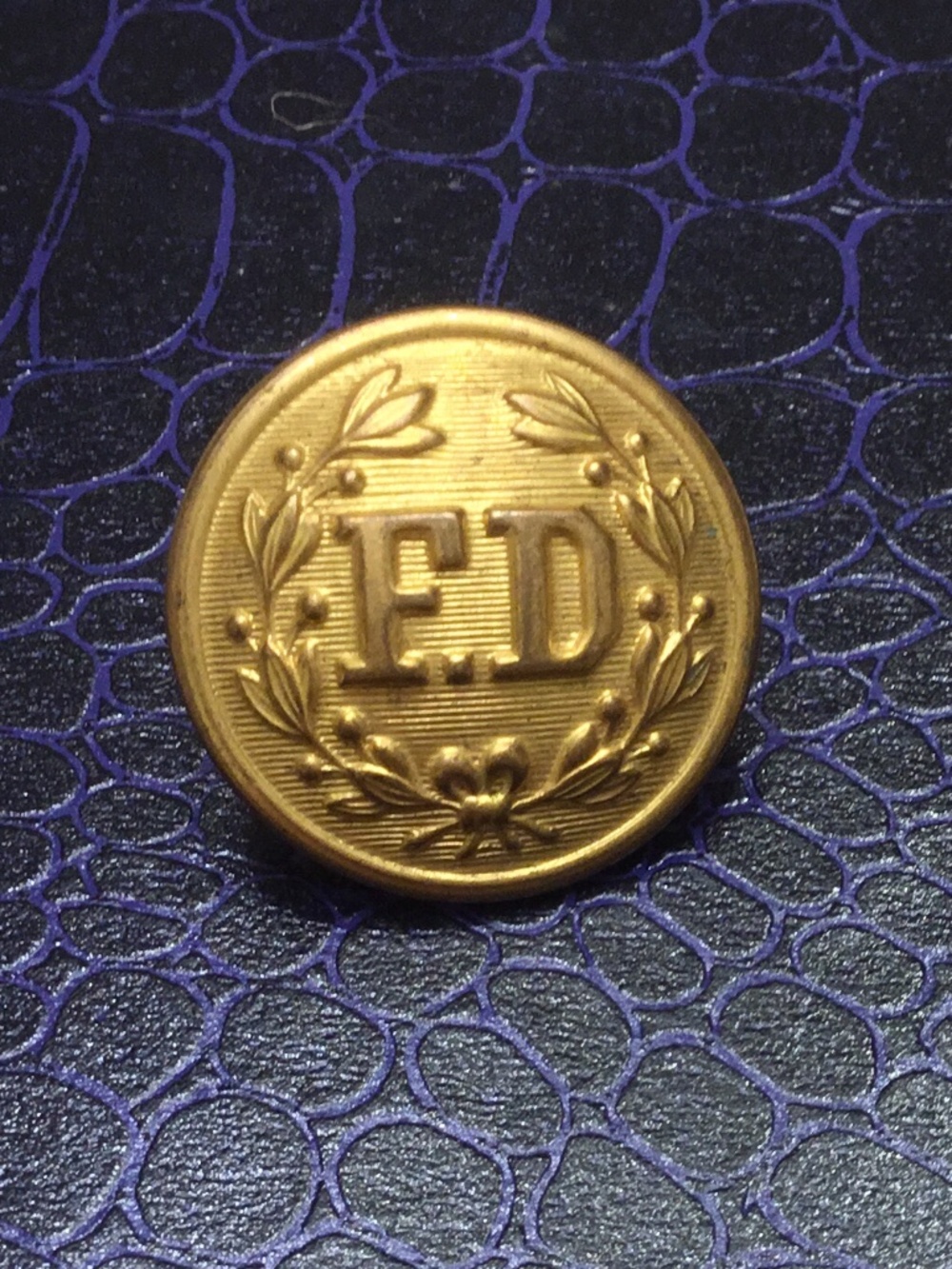 Vintage Fire Dept FD Brass Button Collectible